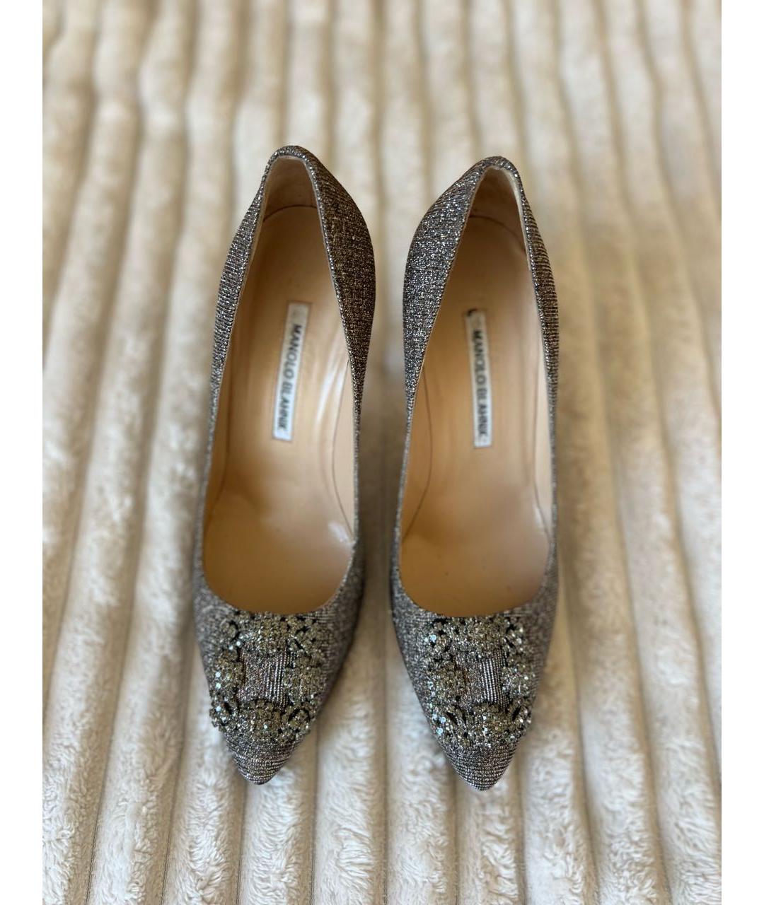 MANOLO BLAHNIK Коричневые текстильные туфли, фото 4