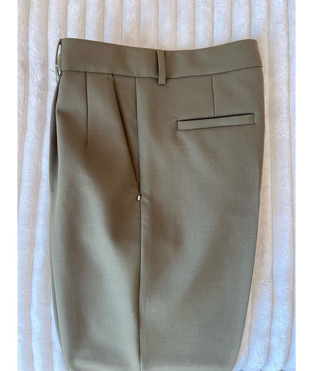 SPORTMAX Хаки шерстяные брюки узкие, фото 8