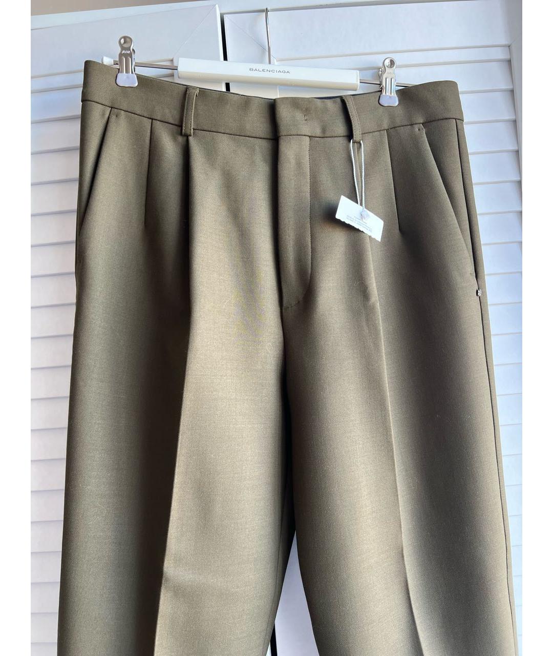 SPORTMAX Хаки шерстяные брюки узкие, фото 4