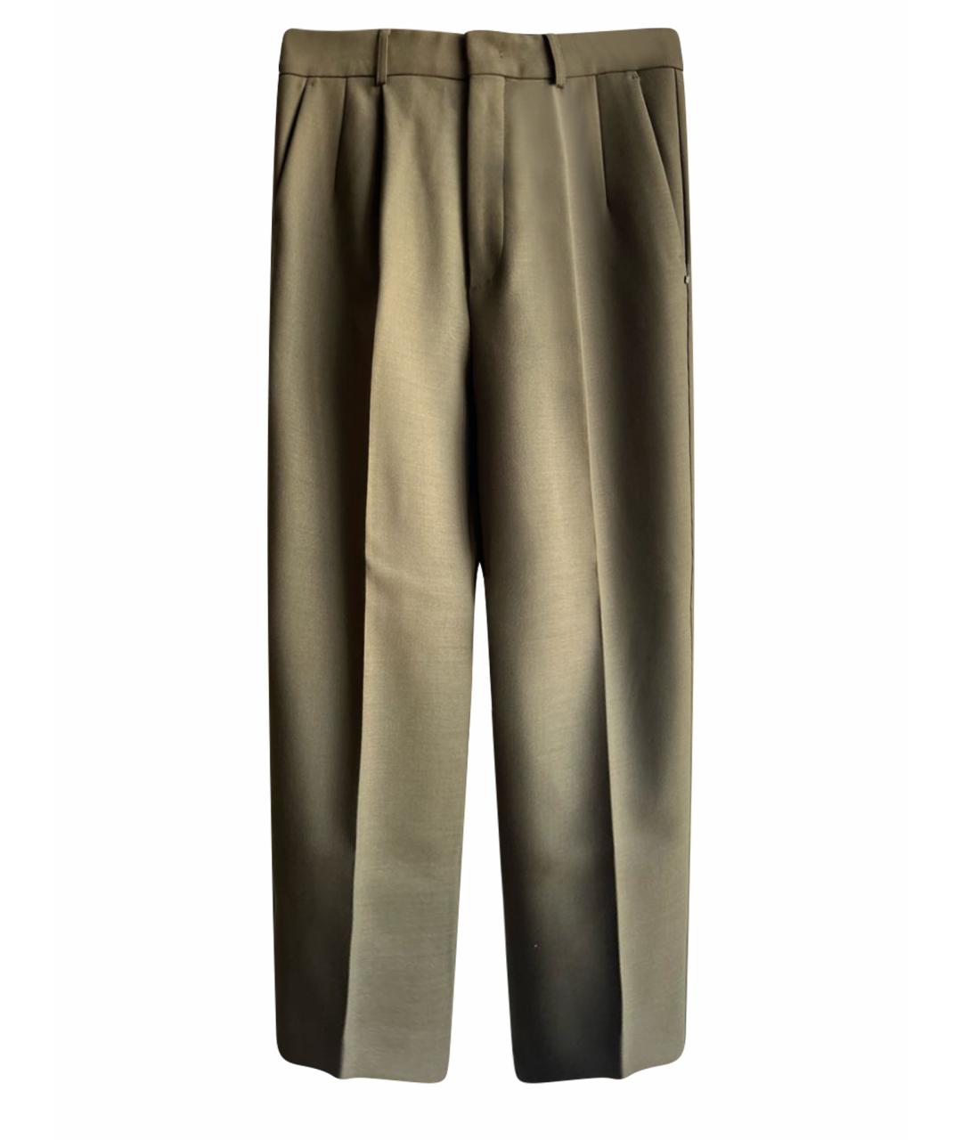 SPORTMAX Хаки шерстяные брюки узкие, фото 1