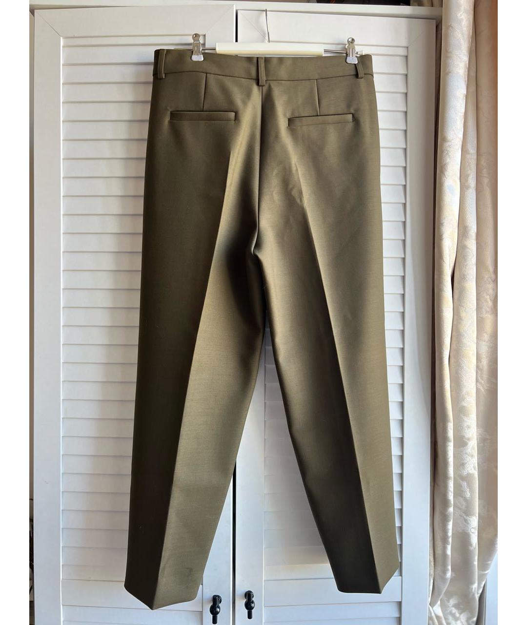 SPORTMAX Хаки шерстяные брюки узкие, фото 2