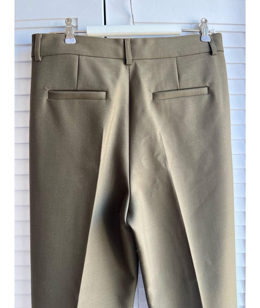 SPORTMAX Хаки шерстяные брюки узкие, фото 3