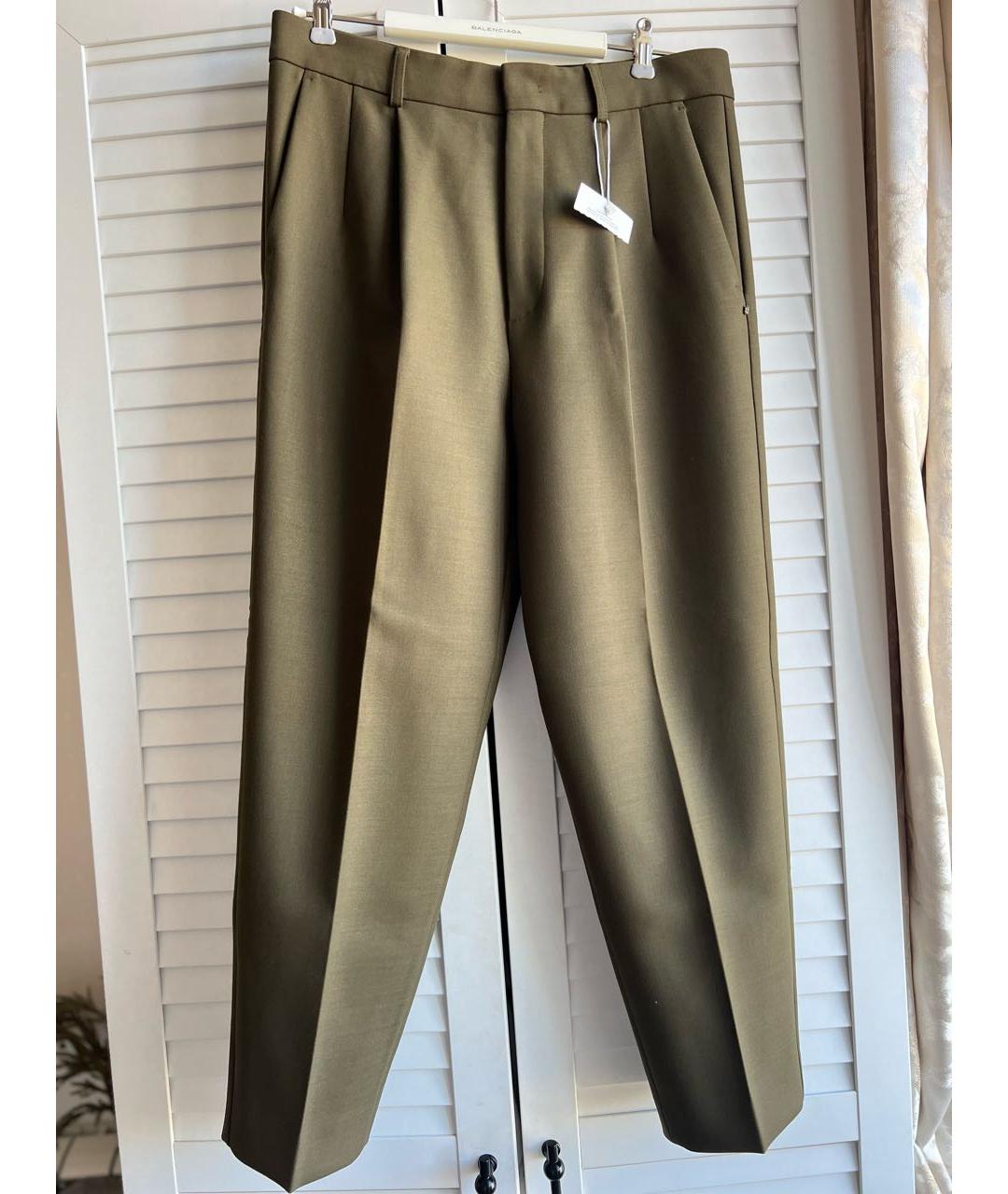 SPORTMAX Хаки шерстяные брюки узкие, фото 9