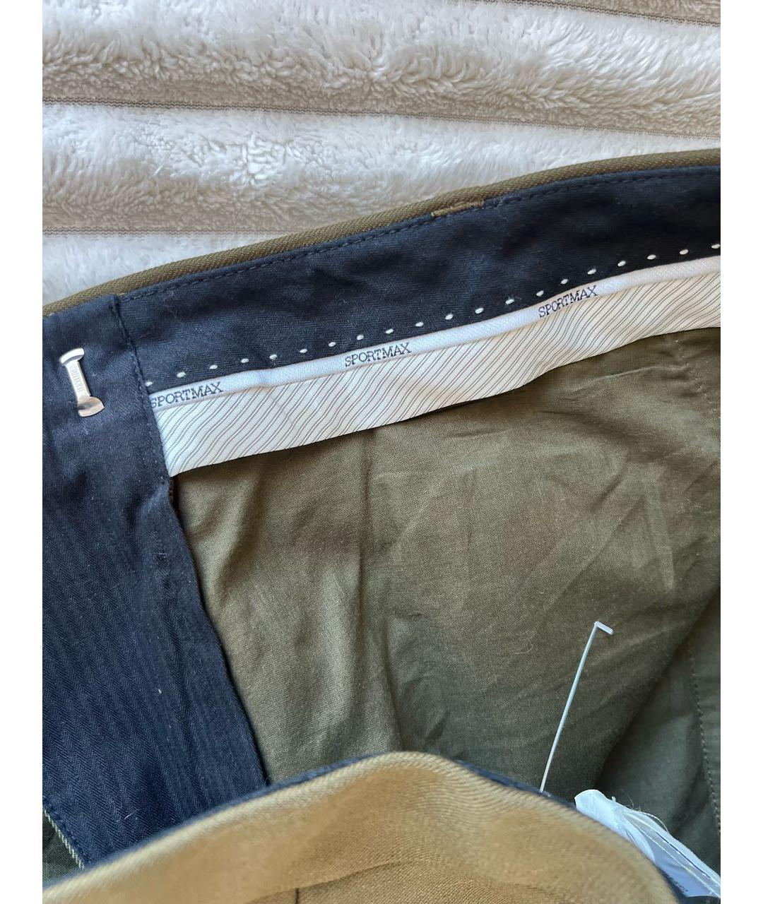 SPORTMAX Хаки шерстяные брюки узкие, фото 7