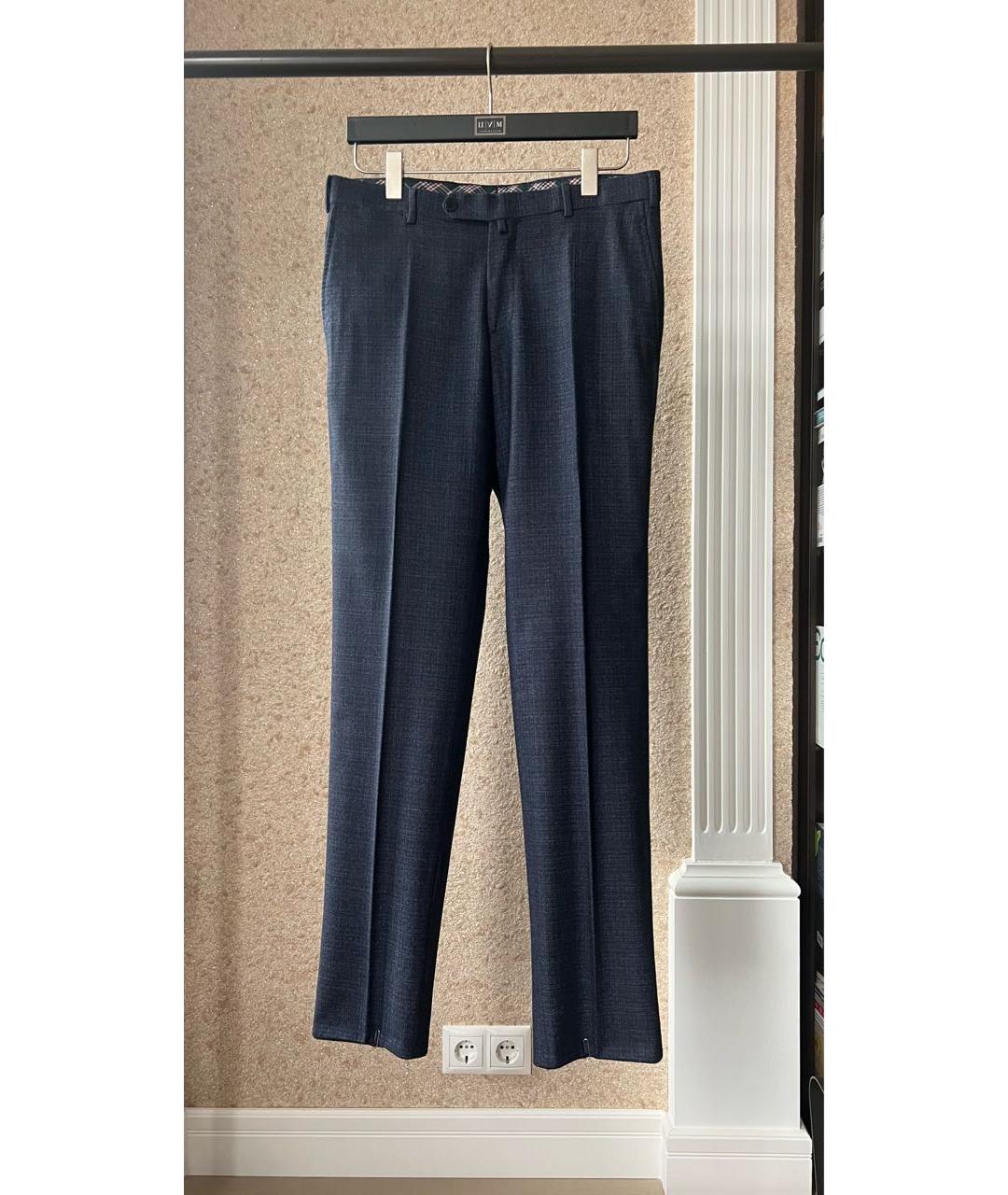 ISAIA Синие шерстяные повседневные брюки, фото 5