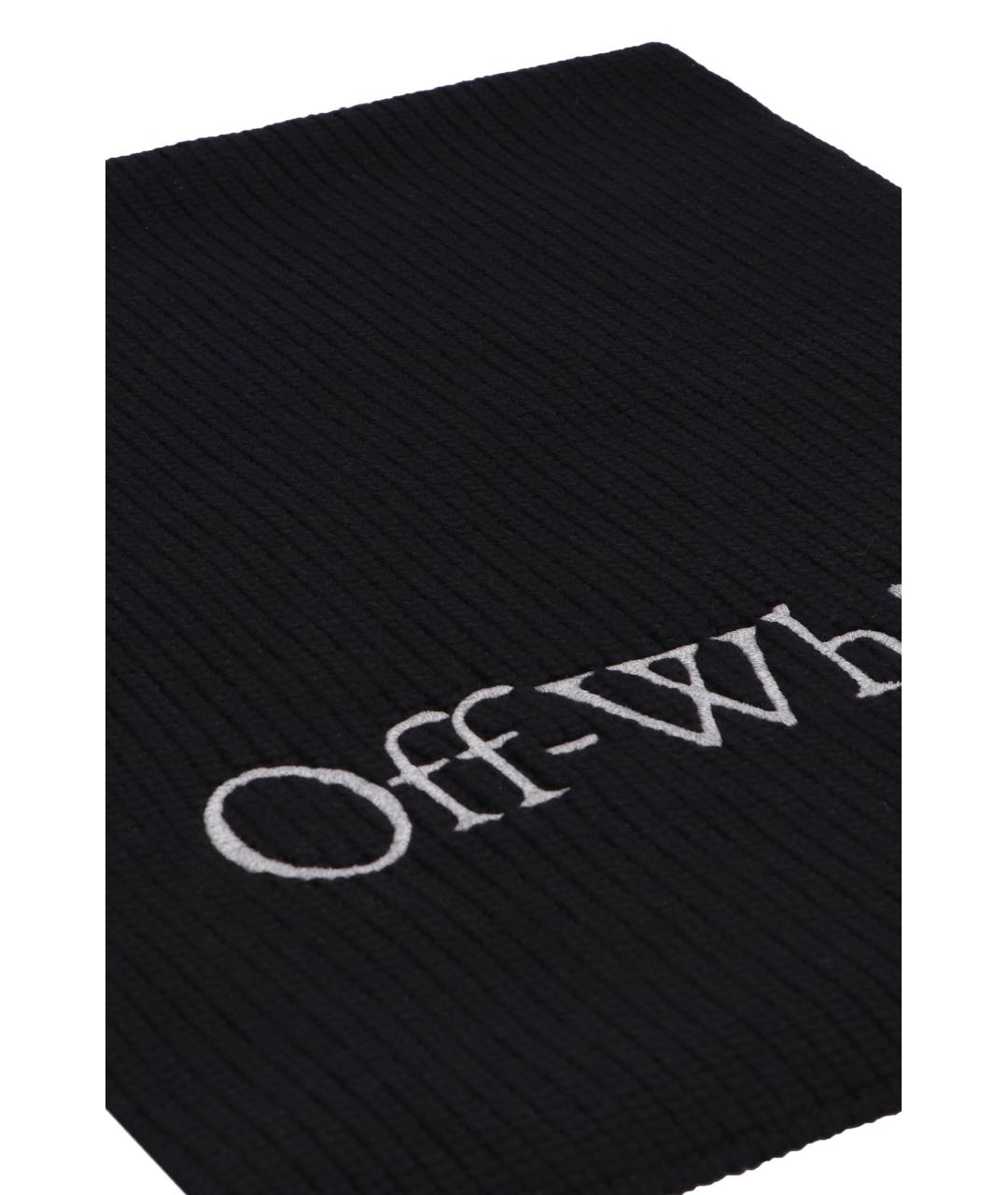 OFF-WHITE Черный шерстяной шарф, фото 3