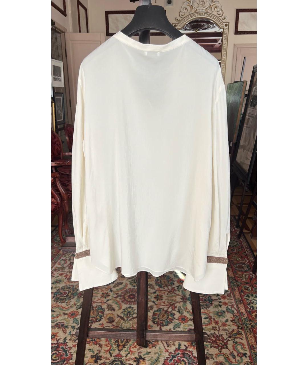 BRUNELLO CUCINELLI Белая шелковая блузы, фото 4