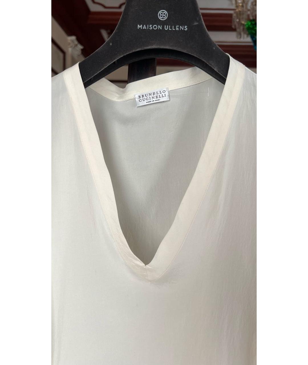 BRUNELLO CUCINELLI Белая шелковая блузы, фото 3