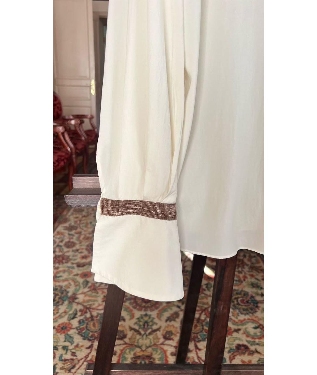 BRUNELLO CUCINELLI Белая шелковая блузы, фото 2