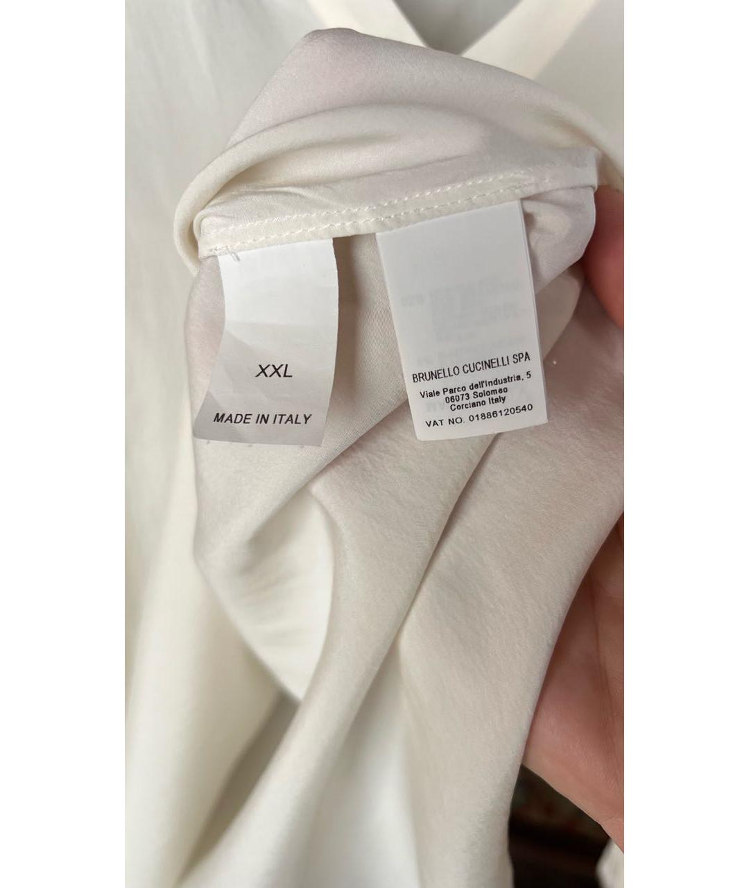 BRUNELLO CUCINELLI Белая шелковая блузы, фото 5
