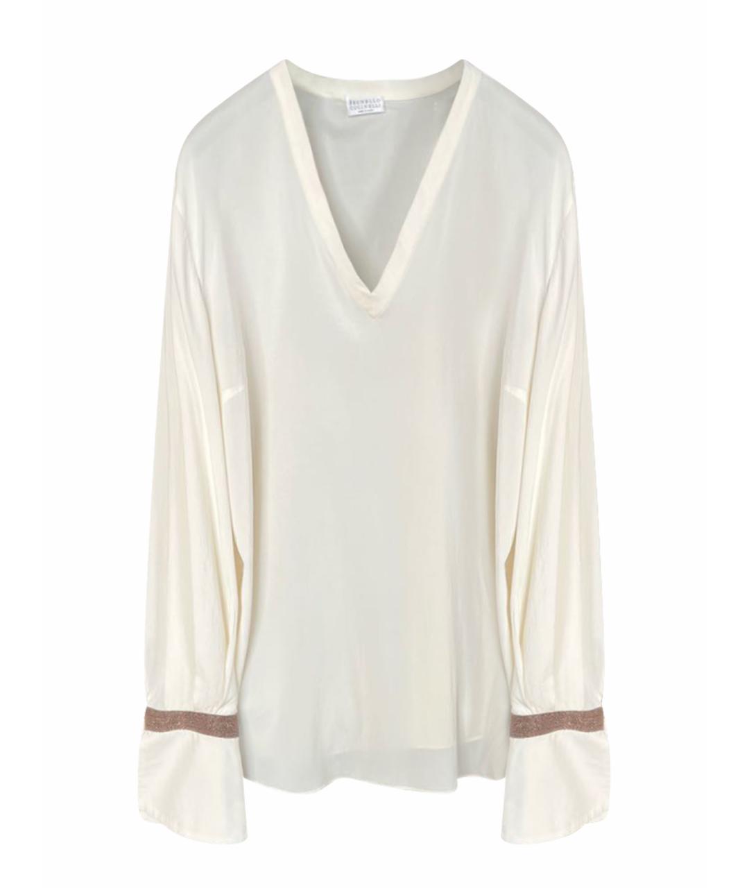 BRUNELLO CUCINELLI Белая шелковая блузы, фото 1