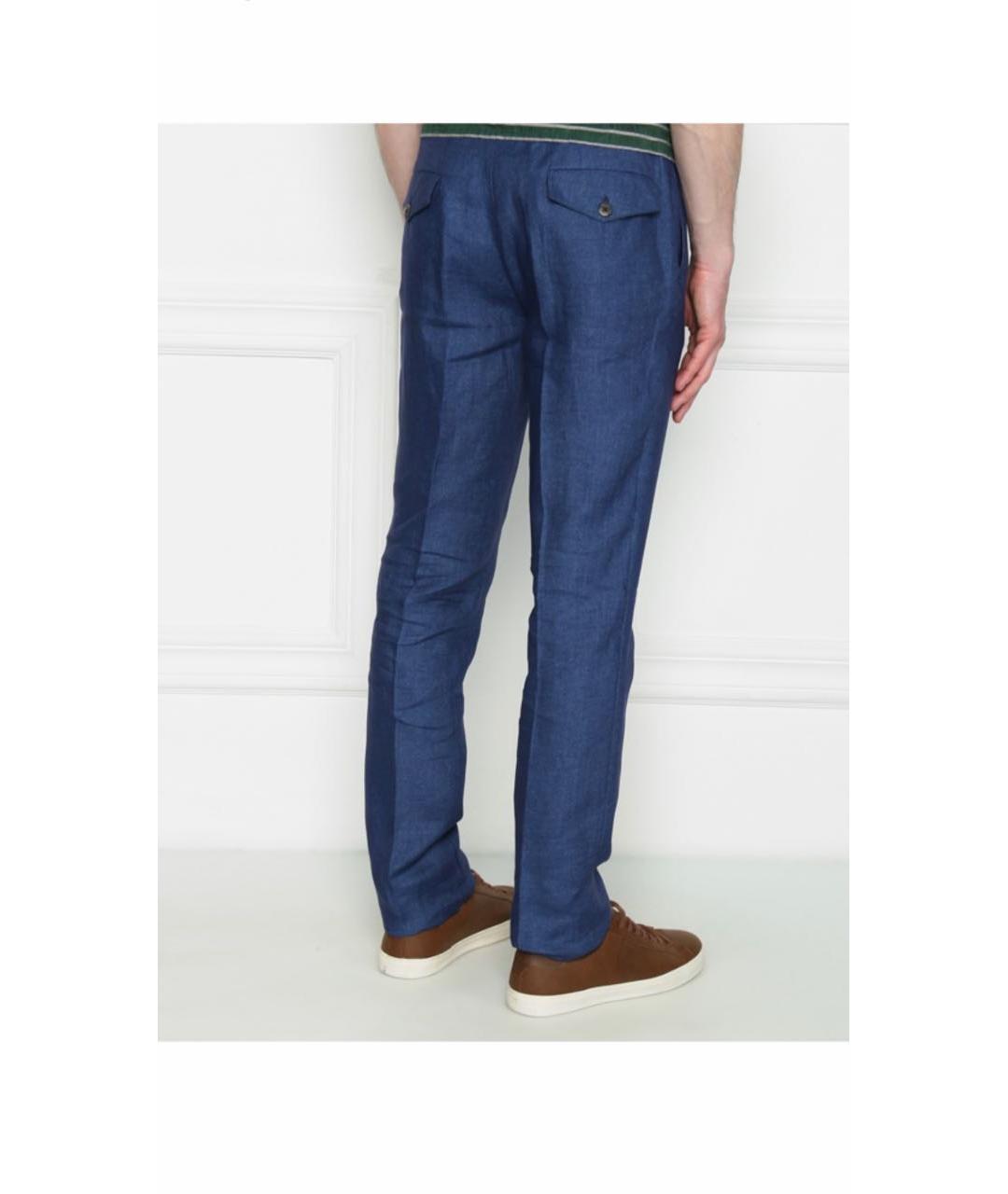 ISAIA Синие льняные повседневные брюки, фото 3