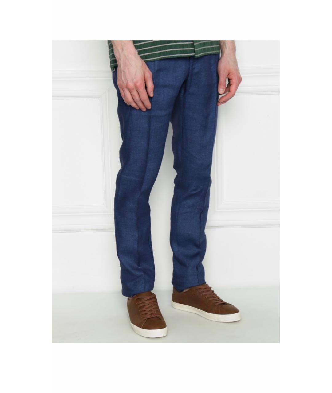 ISAIA Синие льняные повседневные брюки, фото 2