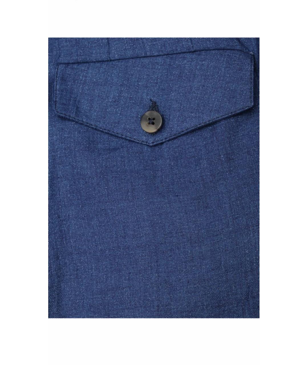 ISAIA Синие льняные повседневные брюки, фото 4