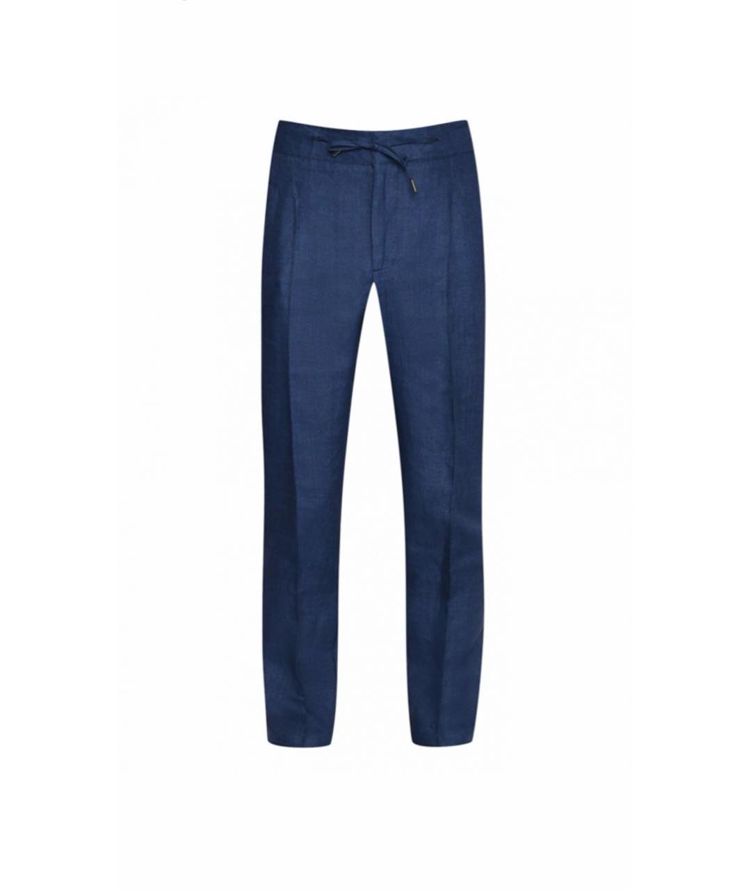 ISAIA Синие льняные повседневные брюки, фото 9