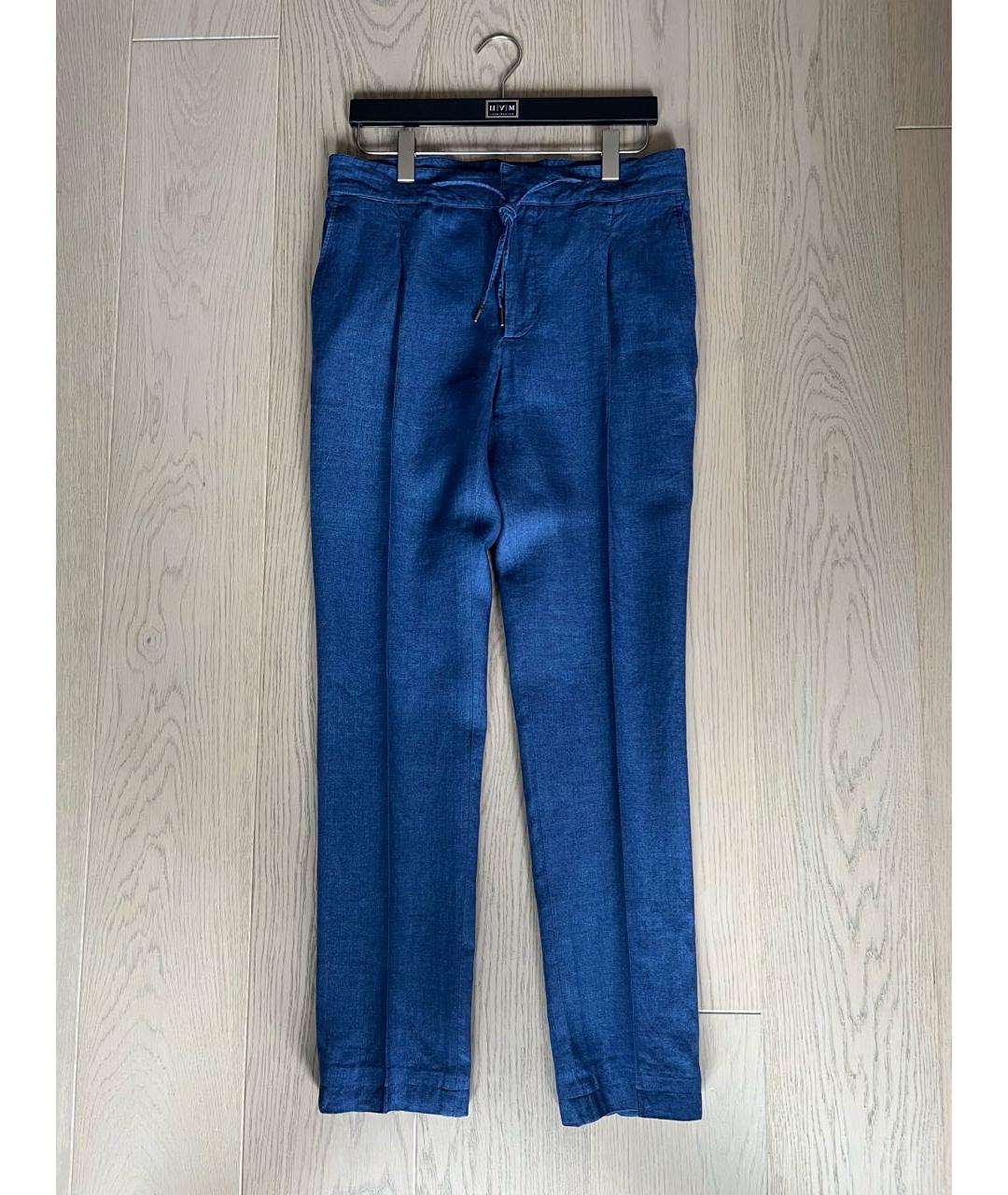 ISAIA Синие льняные повседневные брюки, фото 7