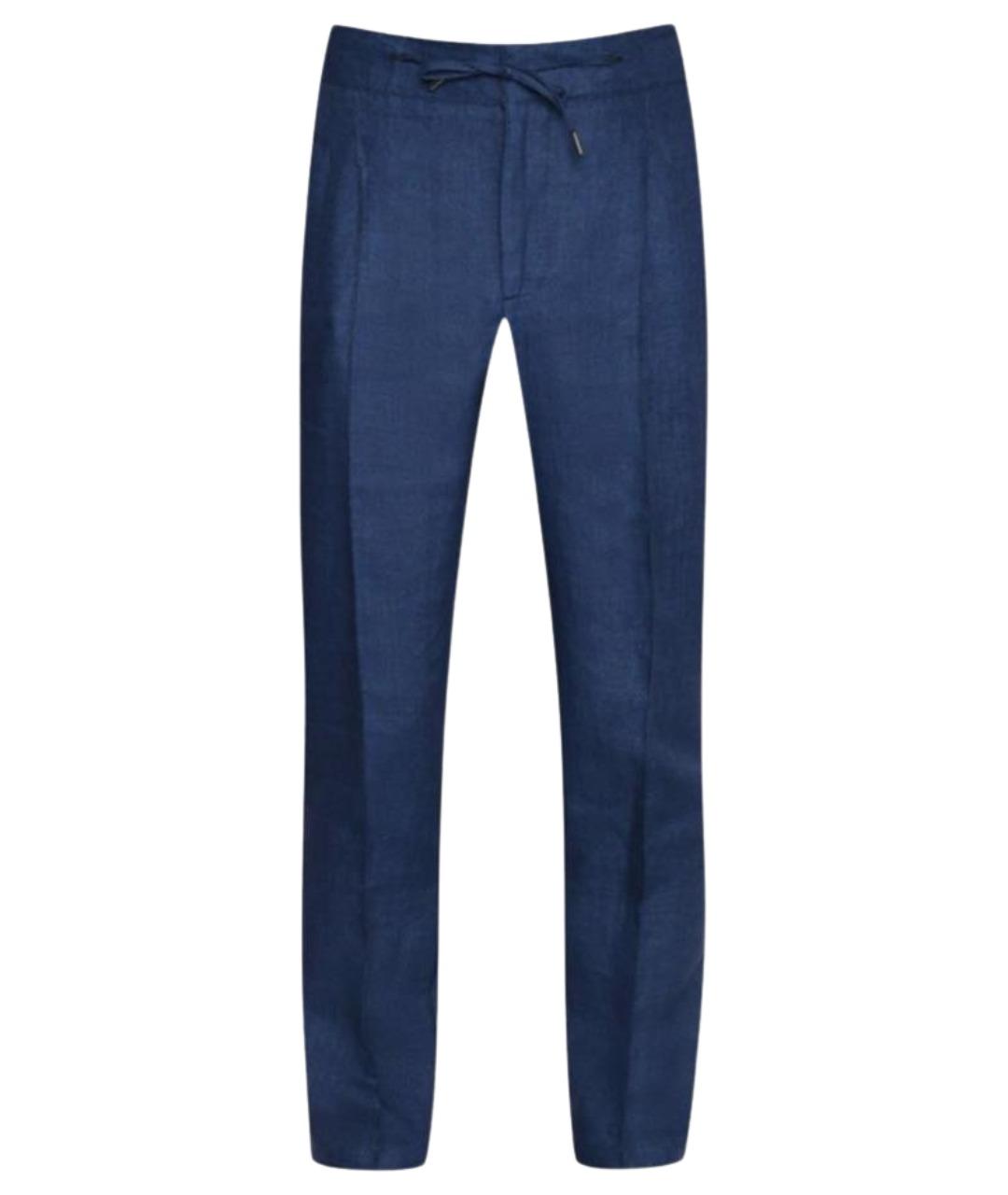 ISAIA Синие льняные повседневные брюки, фото 1