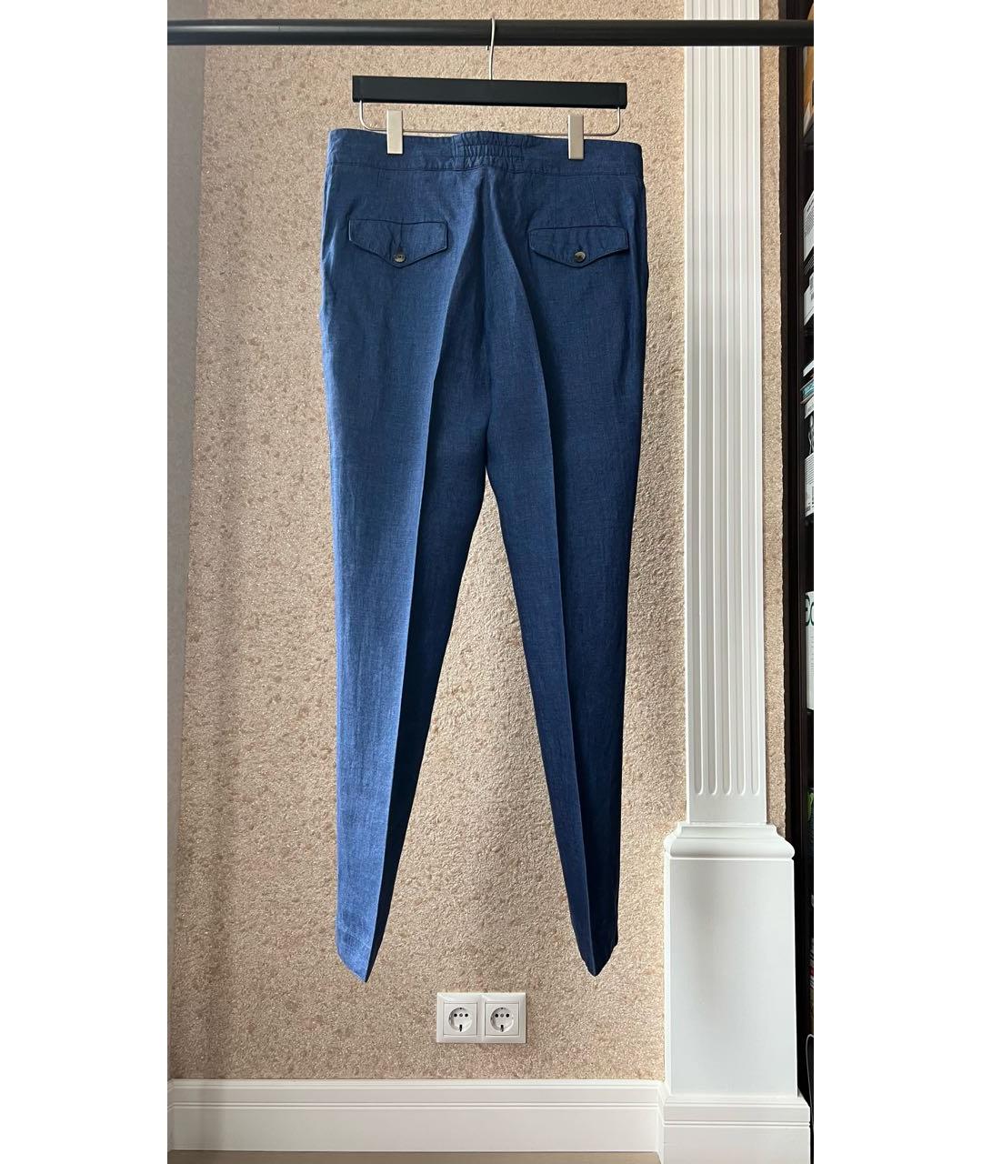 ISAIA Синие льняные повседневные брюки, фото 6