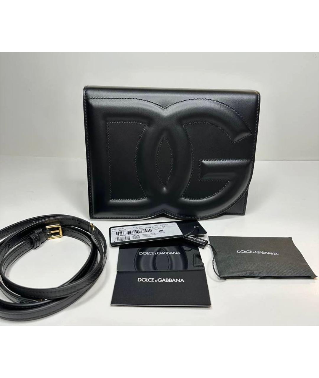 DOLCE&GABBANA Черная кожаная сумка через плечо, фото 2