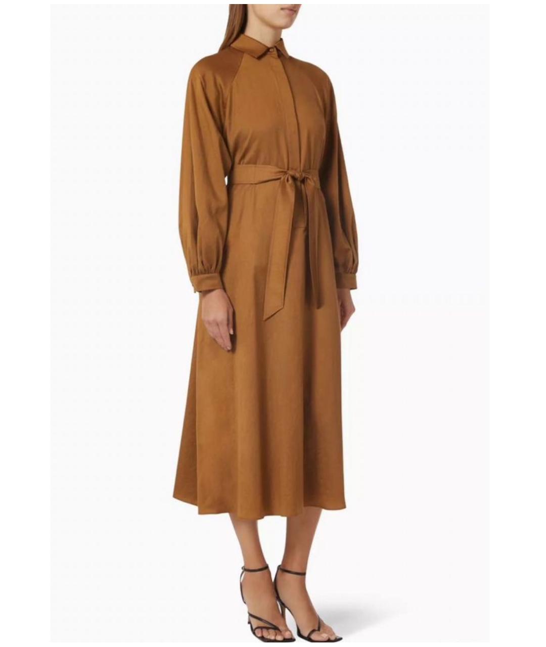 MAX MARA Коричневое шерстяное повседневное платье, фото 6