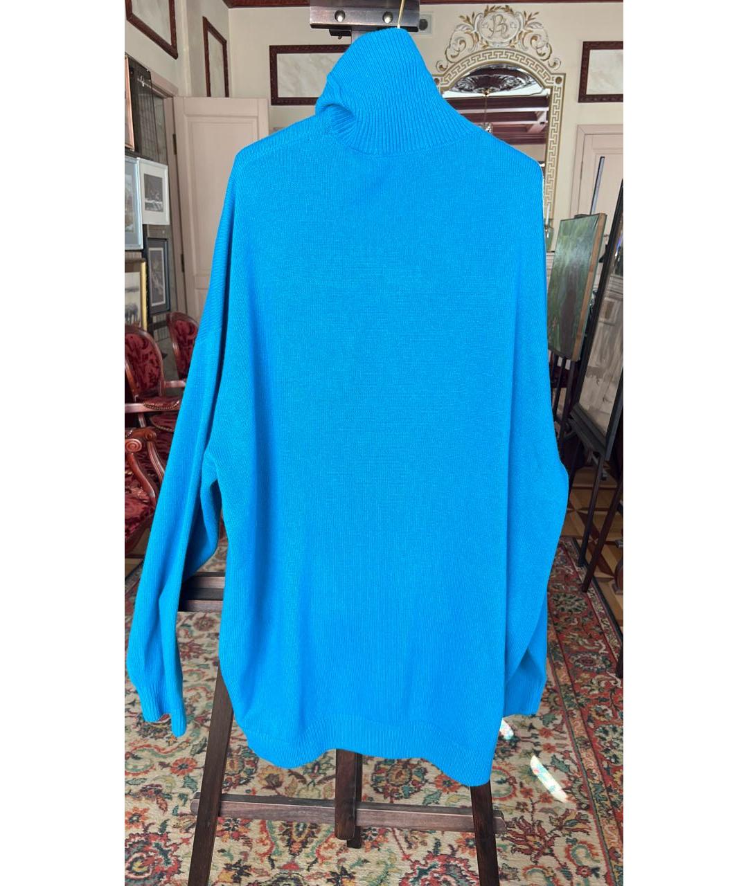 BALENCIAGA Бирюзовая шерстяная водолазка, фото 4