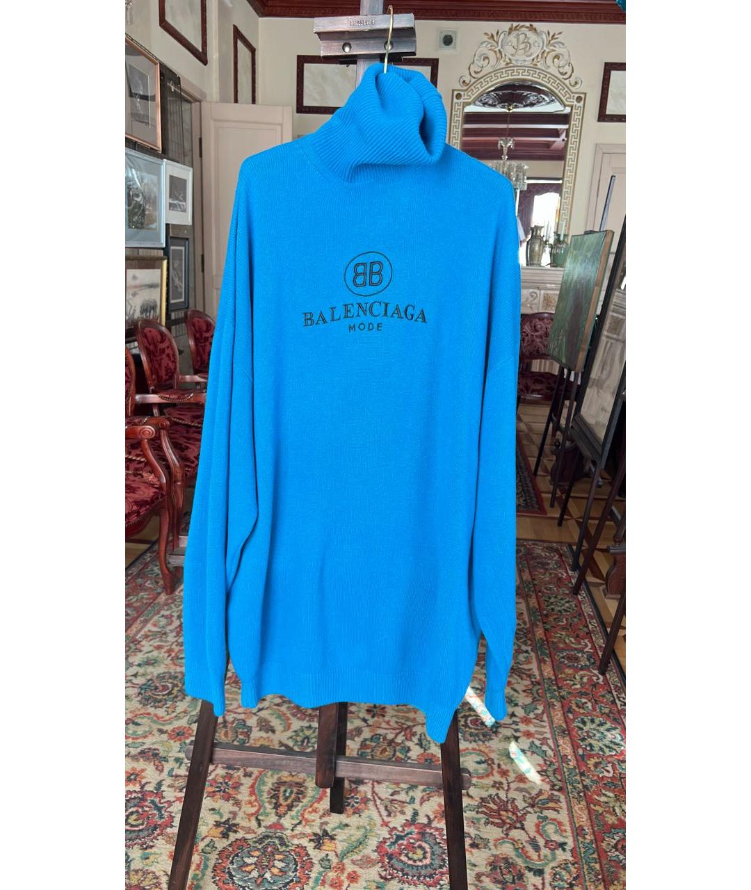 BALENCIAGA Бирюзовая шерстяная водолазка, фото 8