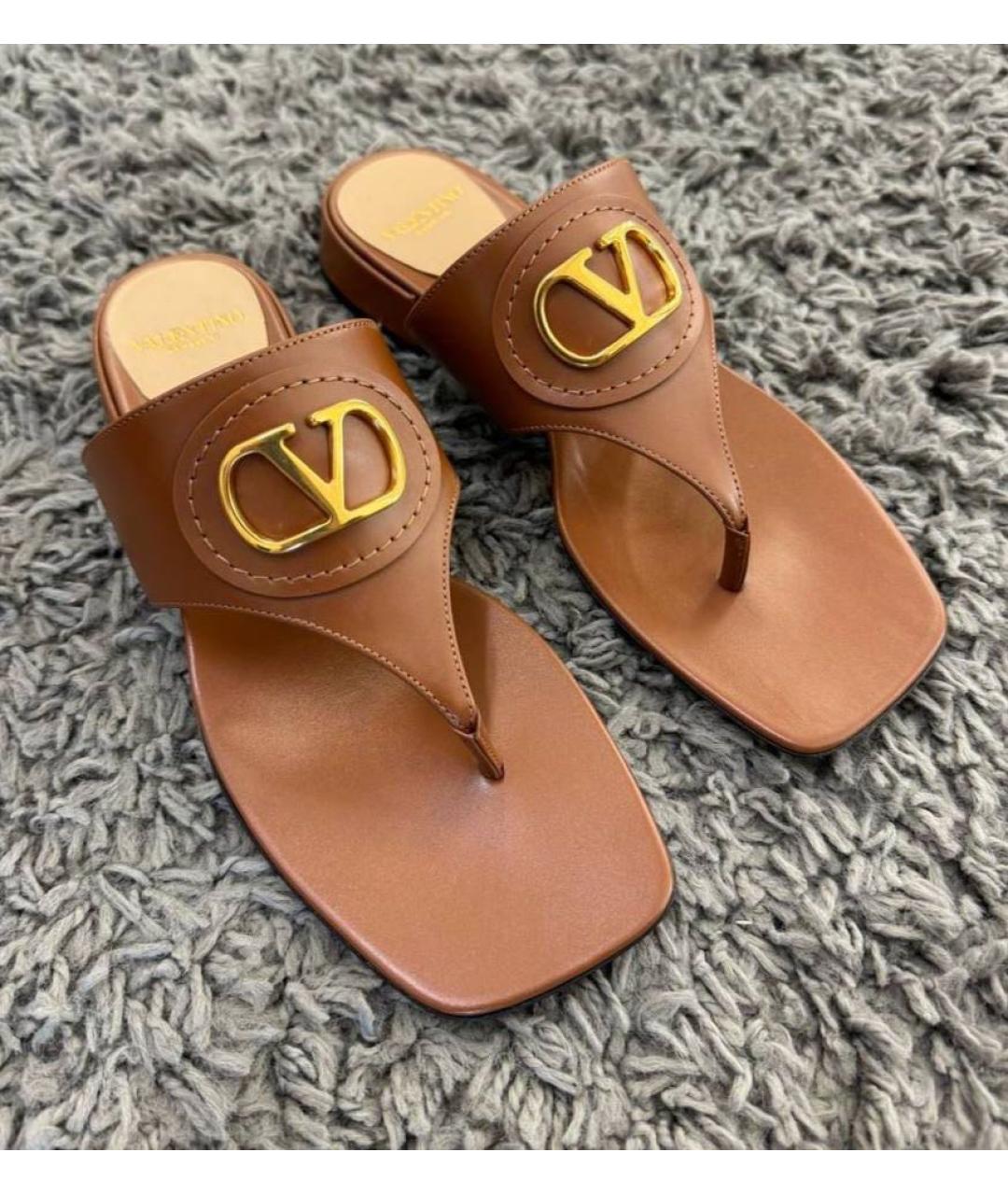 VALENTINO Коричневые кожаные сандалии, фото 3
