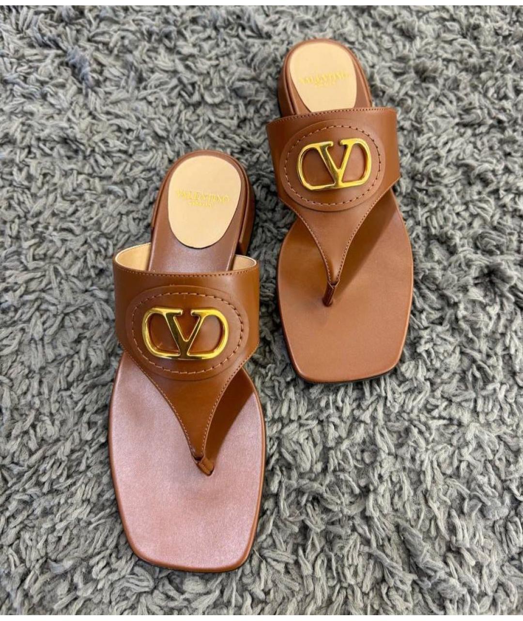 VALENTINO Коричневые кожаные сандалии, фото 2