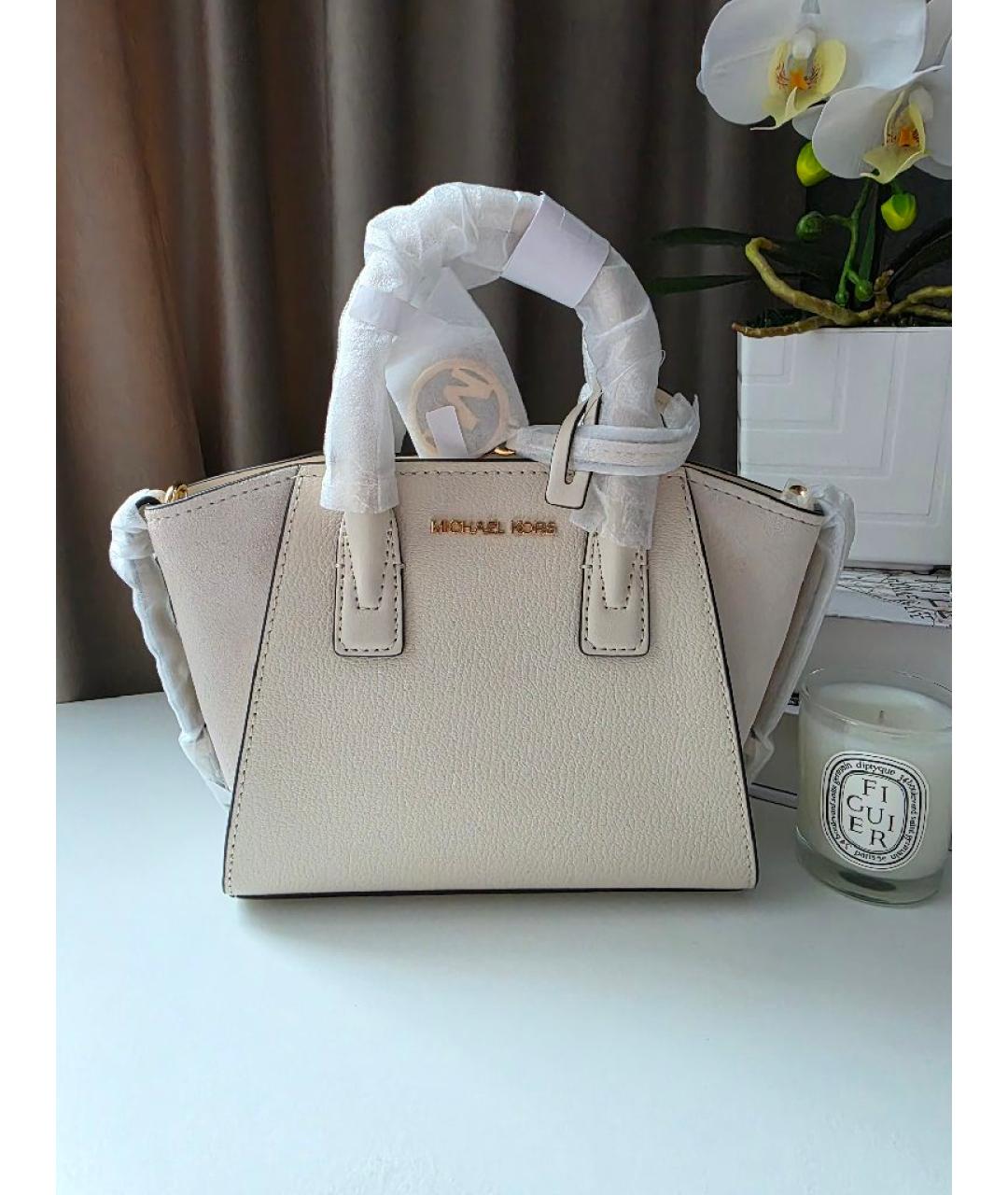 MICHAEL KORS Бежевая кожаная сумка с короткими ручками, фото 4