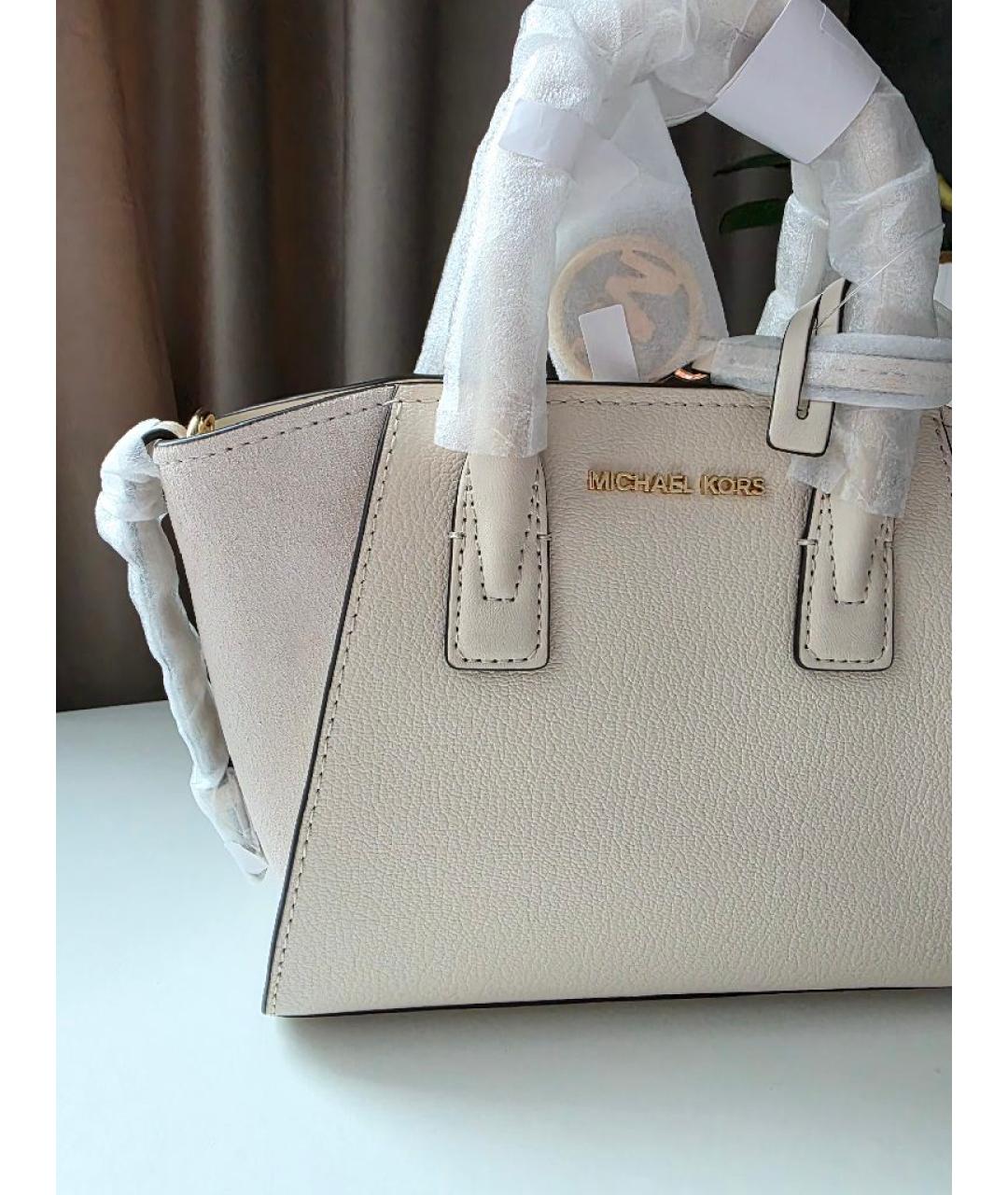 MICHAEL KORS Бежевая кожаная сумка с короткими ручками, фото 5