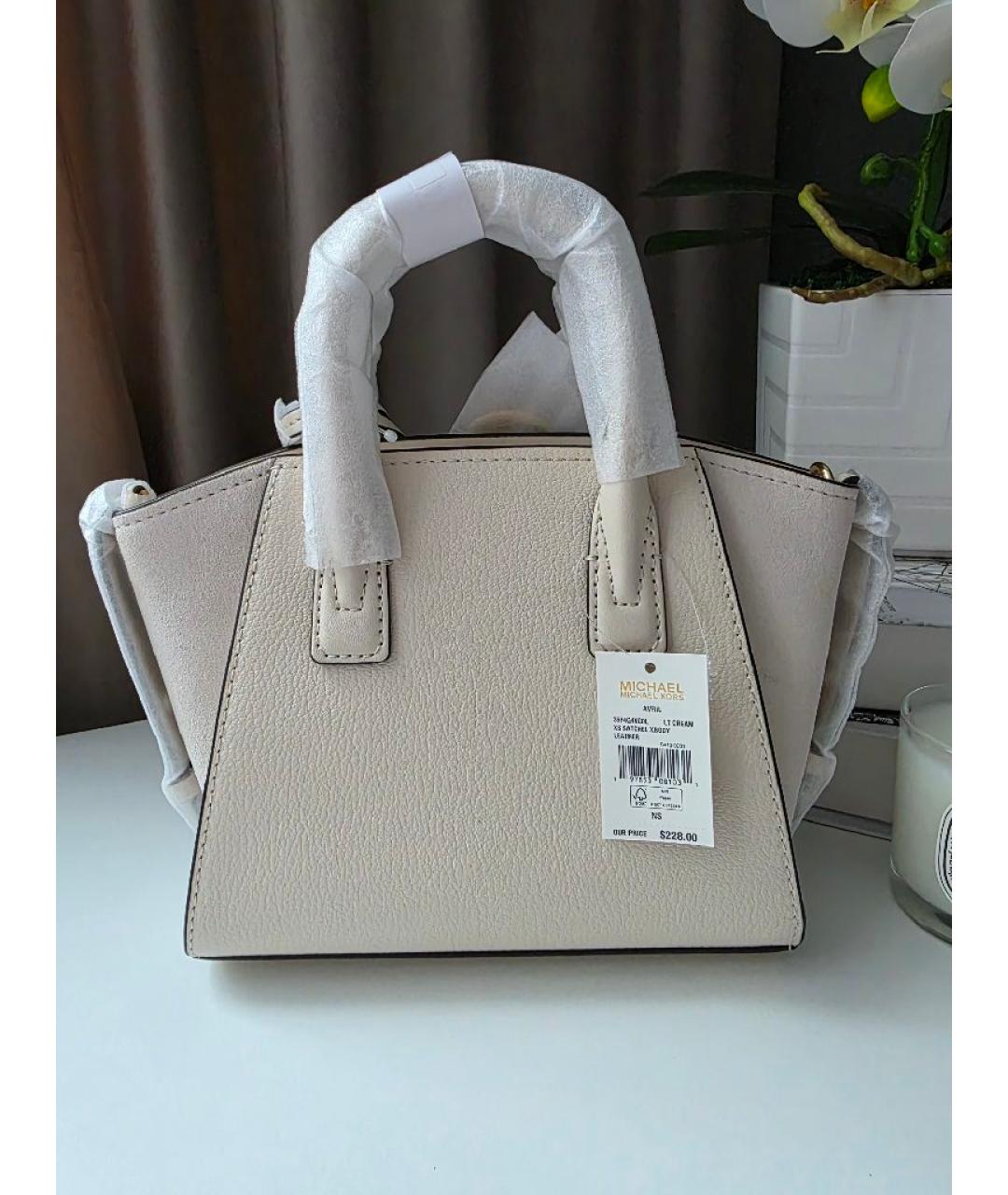 MICHAEL KORS Бежевая кожаная сумка с короткими ручками, фото 6