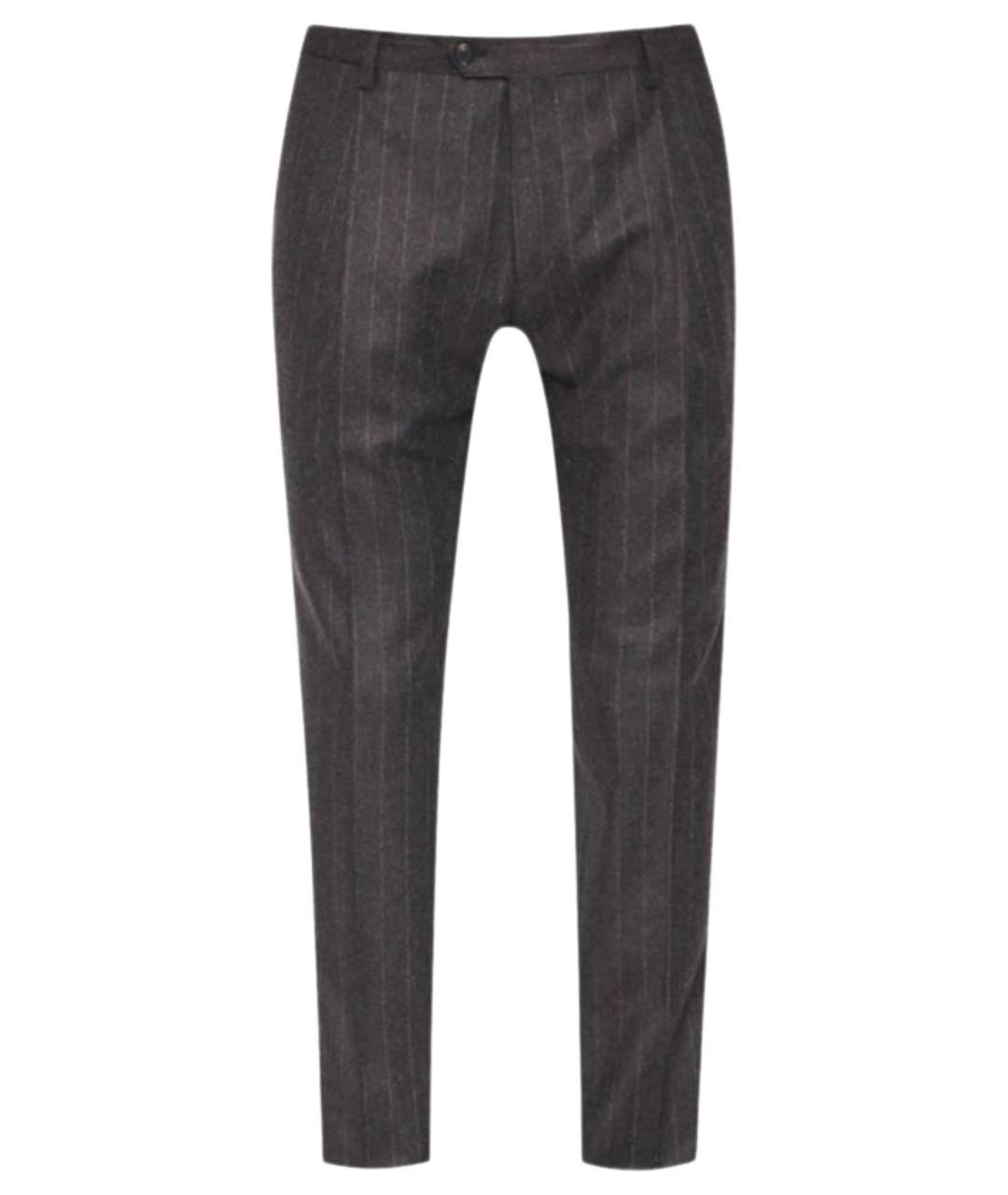 LARDINI Коричневые шерстяные повседневные брюки, фото 1