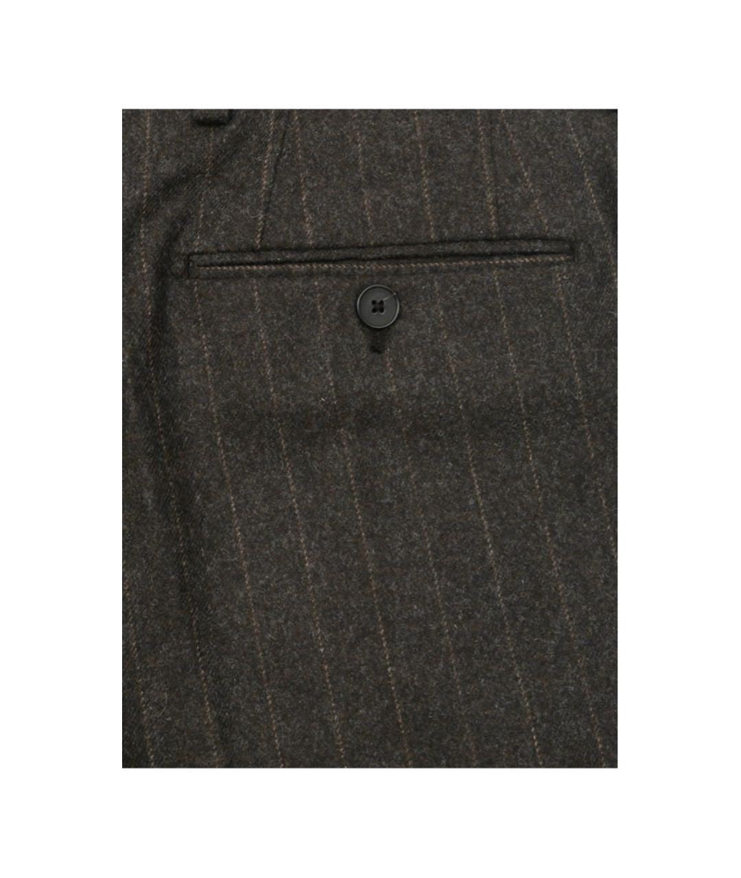 LARDINI Коричневые шерстяные повседневные брюки, фото 5