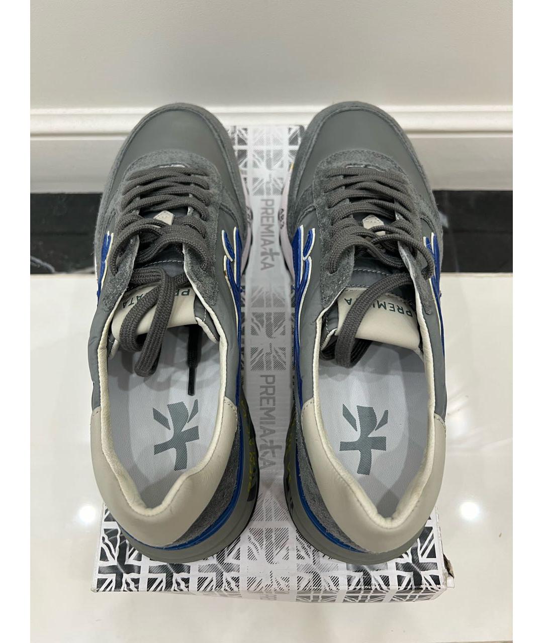 PREMIATA Антрацитовые замшевые низкие кроссовки / кеды, фото 2