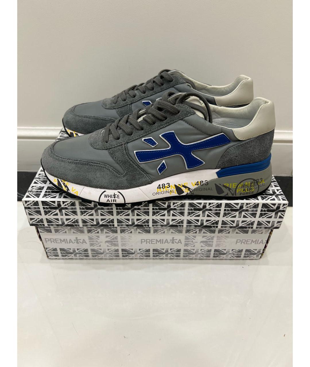 PREMIATA Антрацитовые замшевые низкие кроссовки / кеды, фото 7