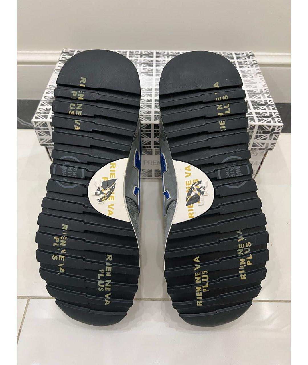 PREMIATA Антрацитовые замшевые низкие кроссовки / кеды, фото 5