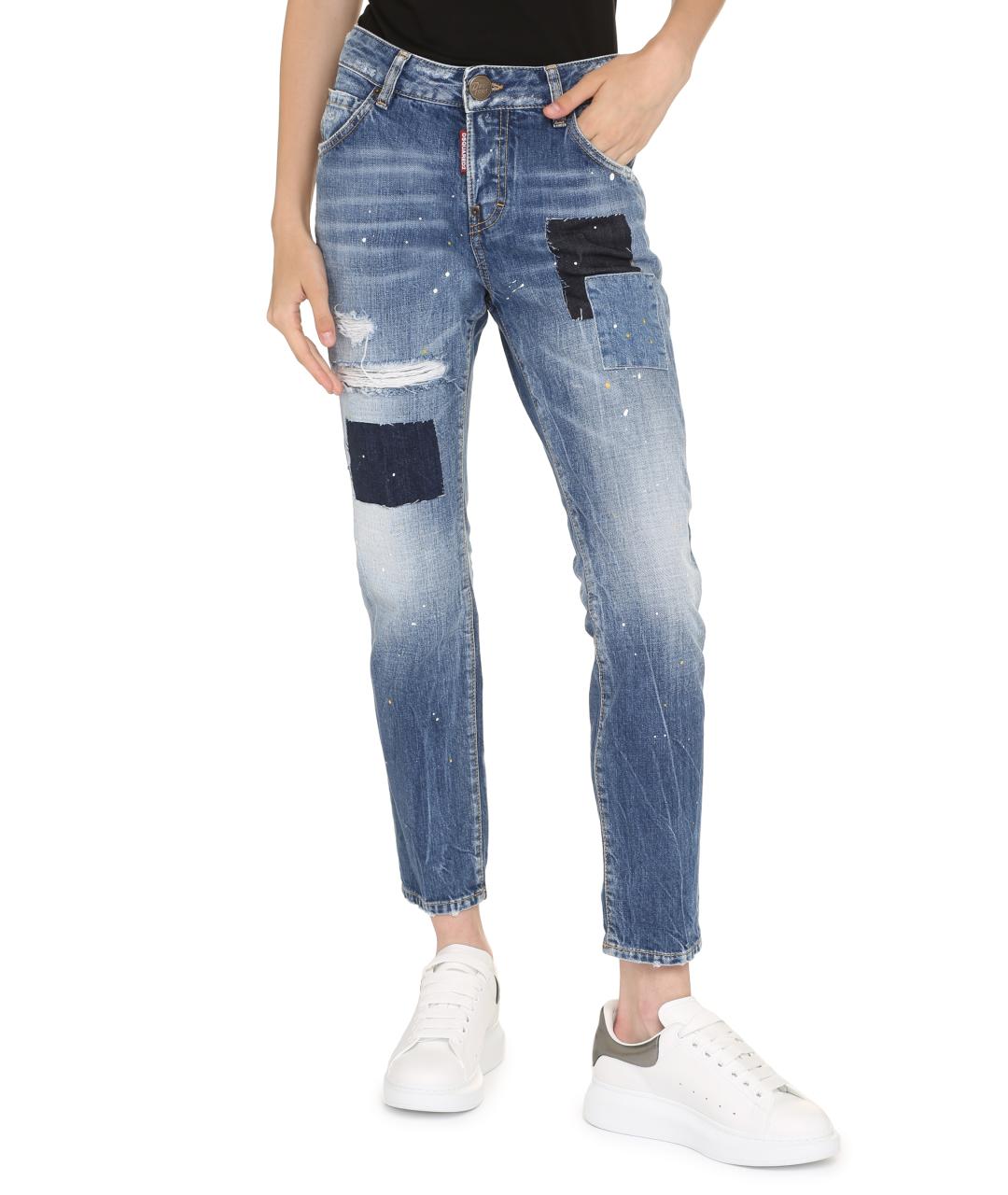 DSQUARED2 Синие хлопковые прямые джинсы, фото 3