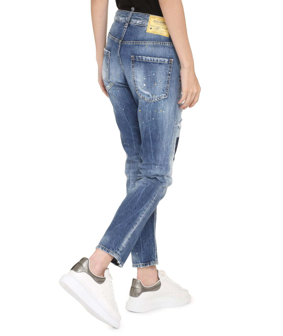 DSQUARED2 Синие хлопковые прямые джинсы, фото 4