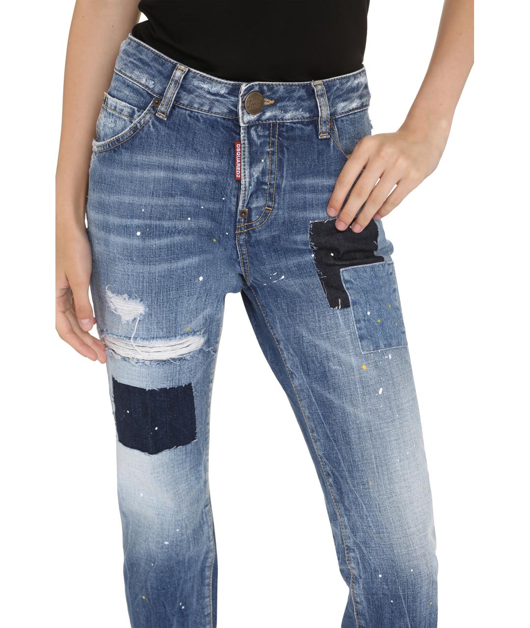DSQUARED2 Синие хлопковые прямые джинсы, фото 5