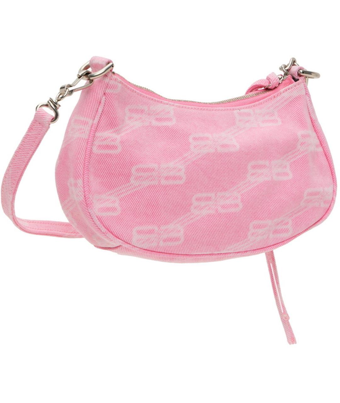 BALENCIAGA Розовая деним сумка с короткими ручками, фото 4