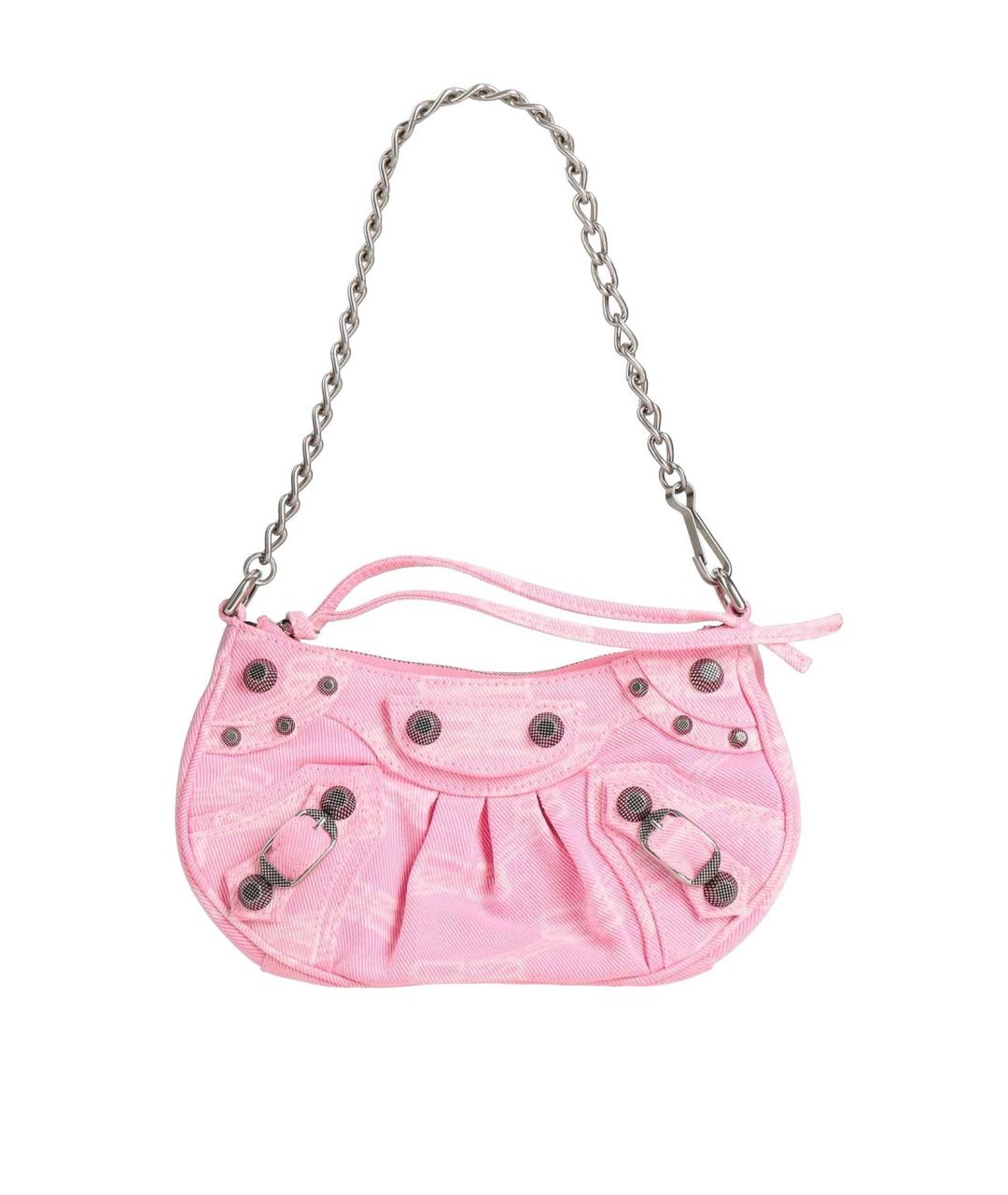 BALENCIAGA Розовая деним сумка с короткими ручками, фото 1