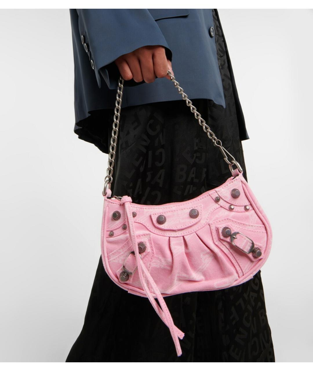 BALENCIAGA Розовая деним сумка с короткими ручками, фото 5