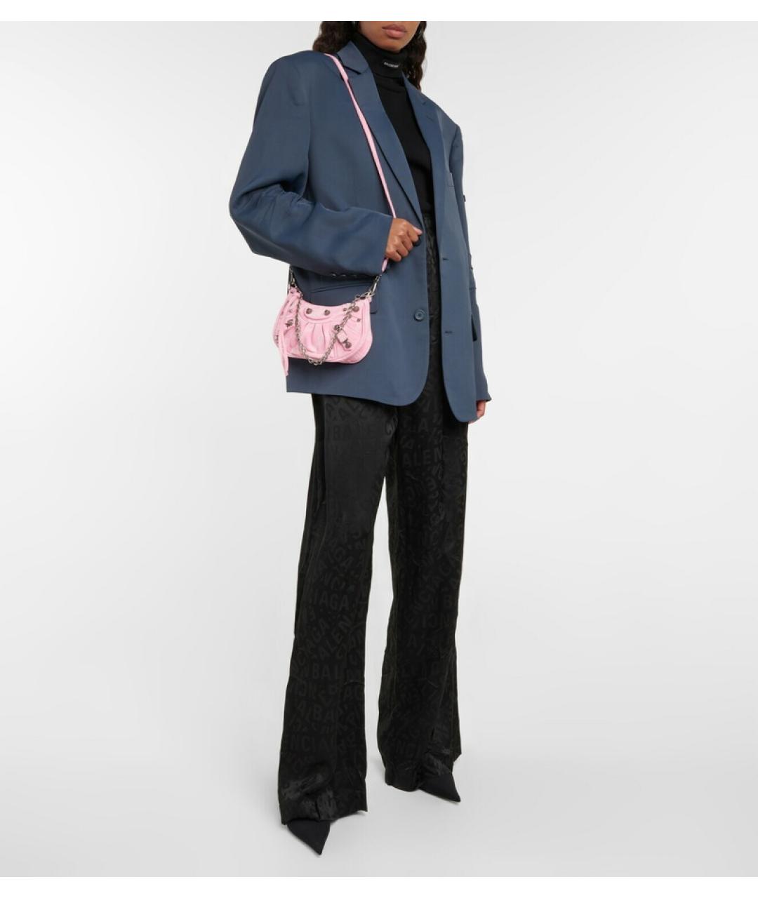 BALENCIAGA Розовая деним сумка с короткими ручками, фото 6