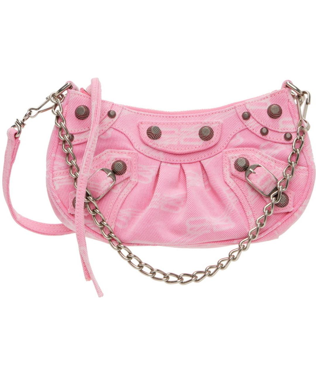 BALENCIAGA Розовая деним сумка с короткими ручками, фото 2