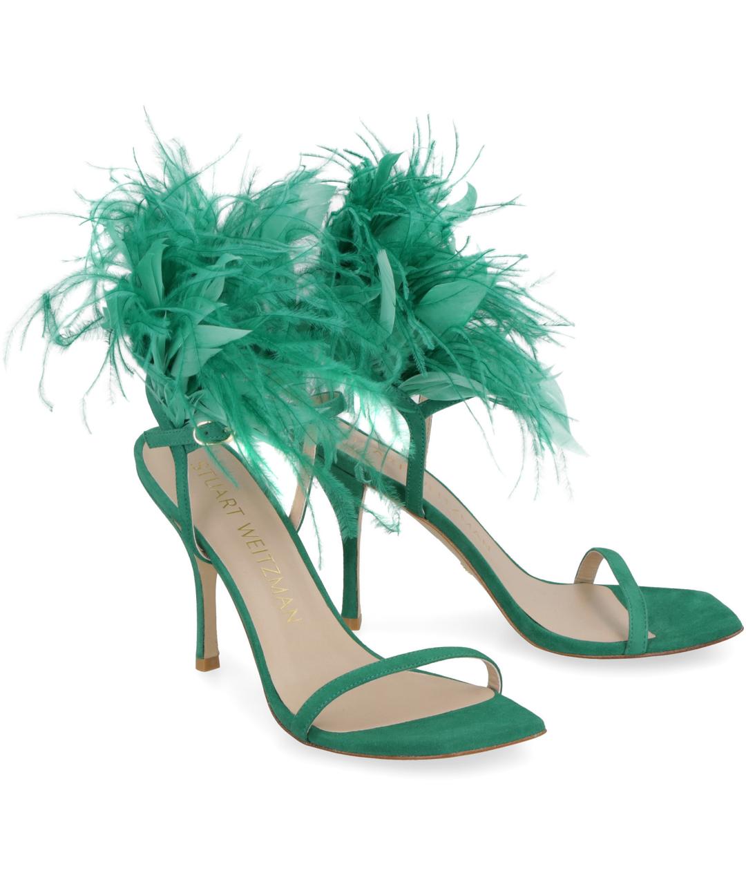 STUART WEITZMAN Зеленые кожаные босоножки, фото 2