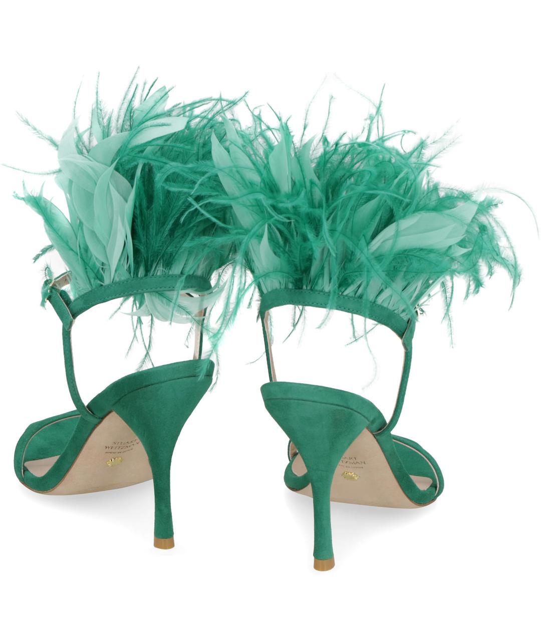 STUART WEITZMAN Зеленые кожаные босоножки, фото 3