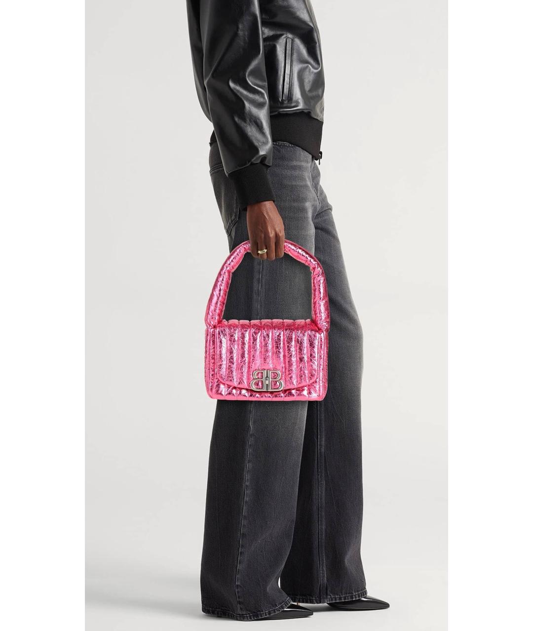 BALENCIAGA Розовая кожаная сумка с короткими ручками, фото 3