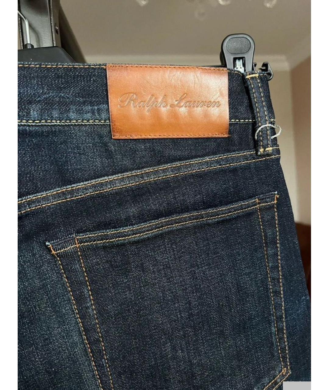 RALPH LAUREN Синие хлопковые прямые джинсы, фото 8