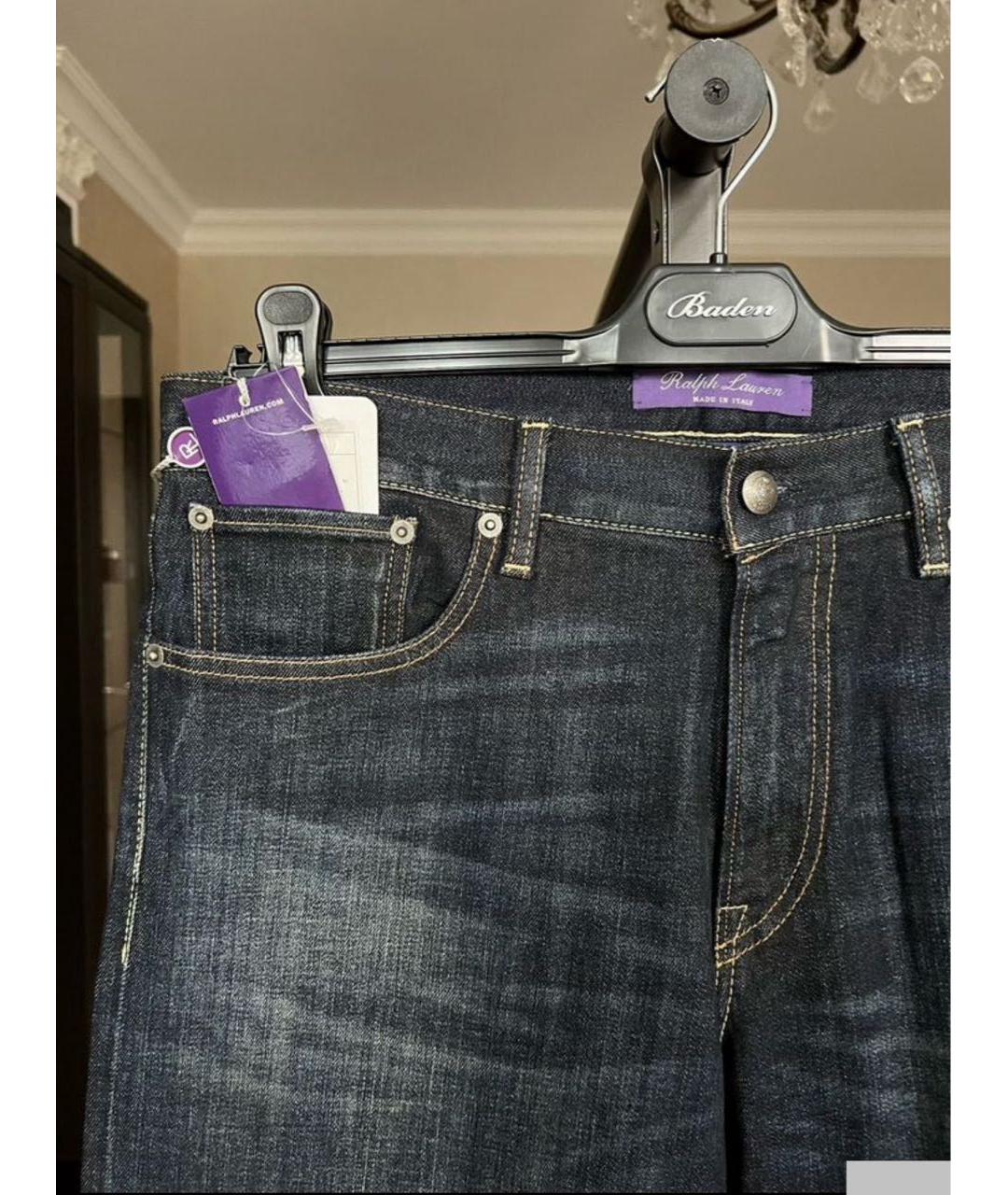 RALPH LAUREN Синие хлопковые прямые джинсы, фото 7