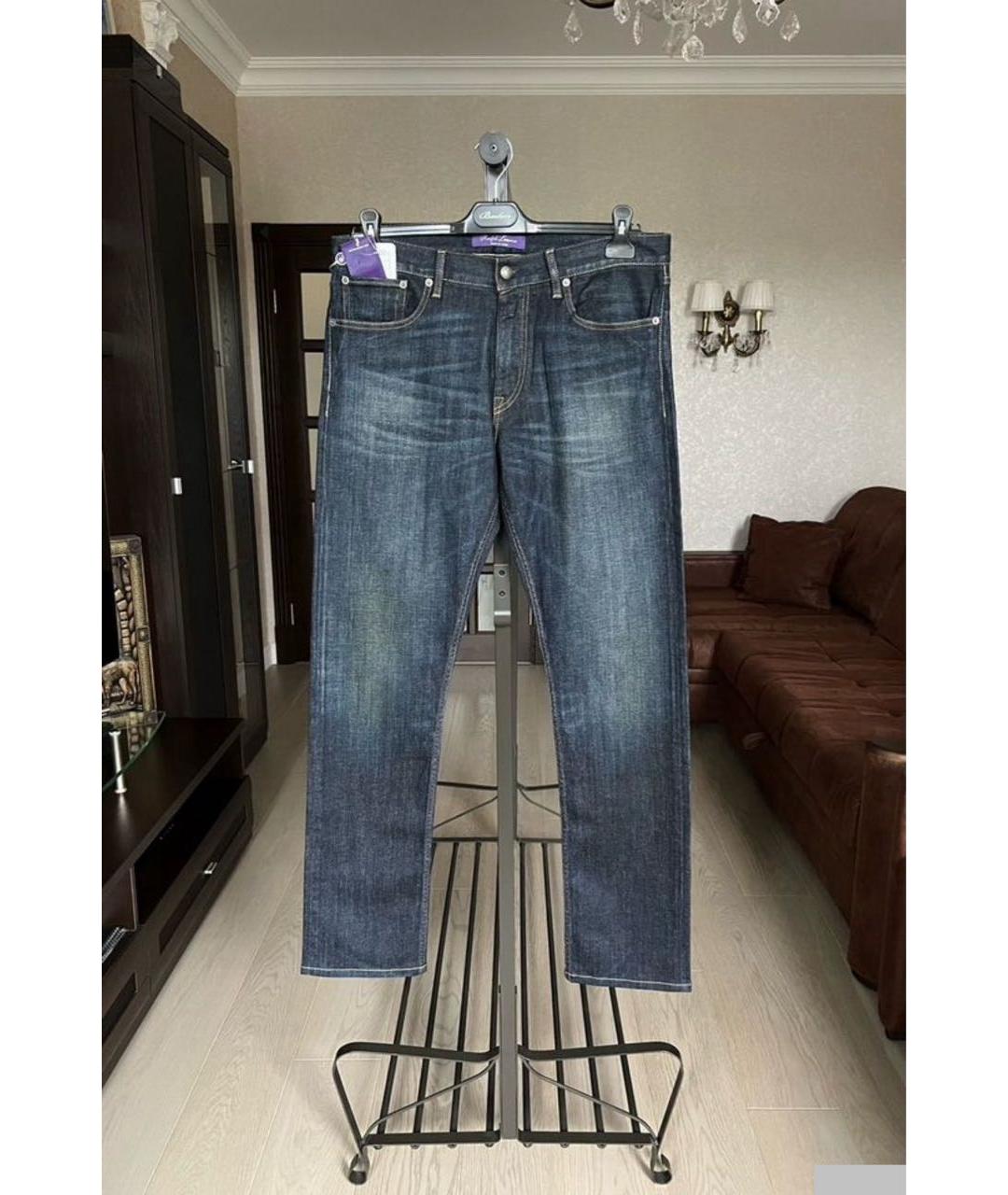 RALPH LAUREN Синие хлопковые прямые джинсы, фото 6